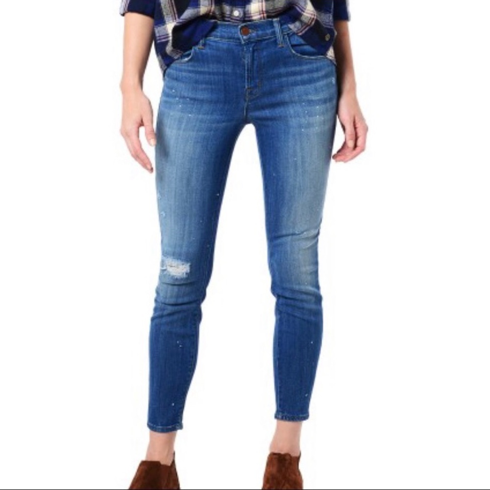 J. Brand Mid Rise Skinny Capri Collision distressed Jeans size 26